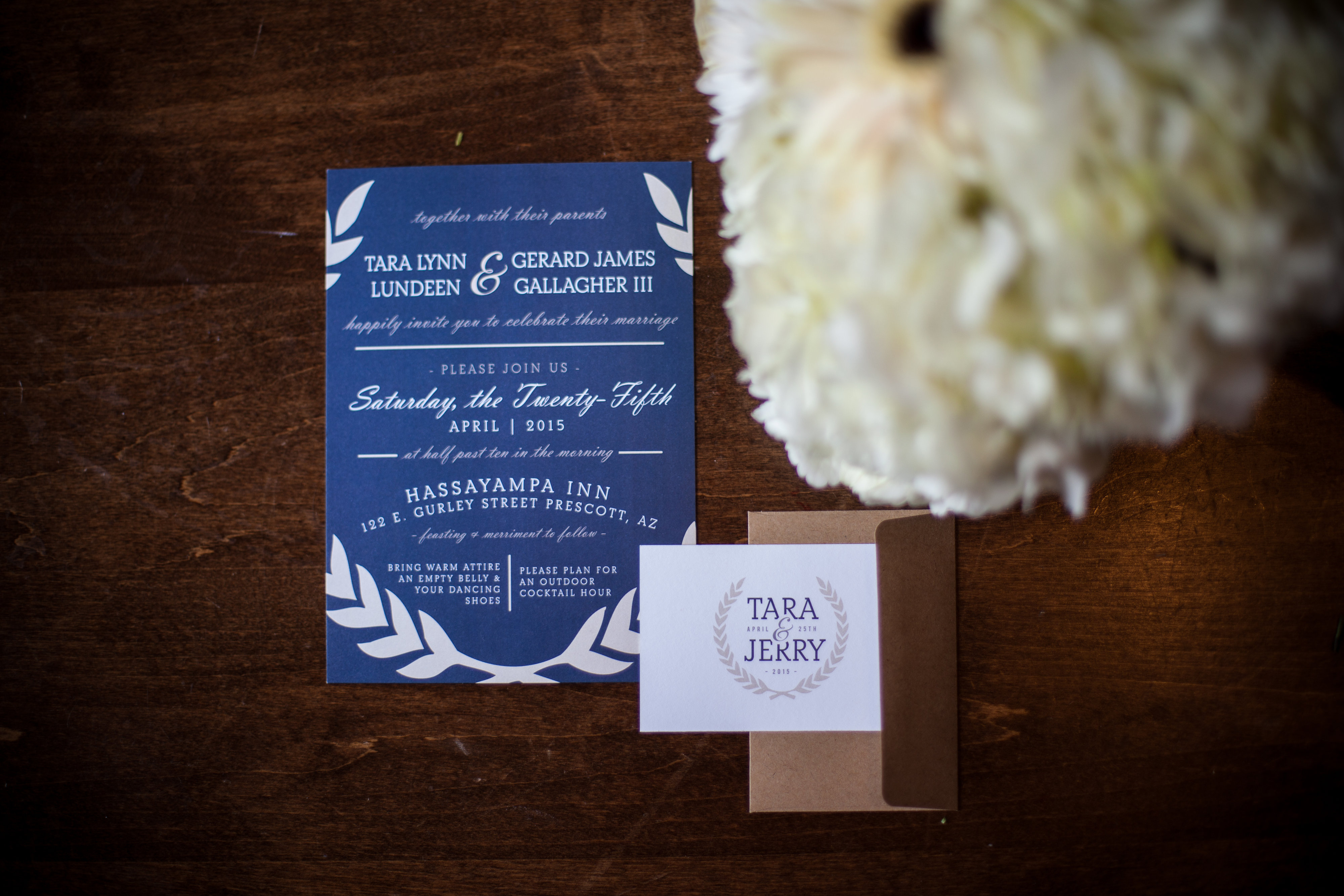 Navy blue wedding invitation
