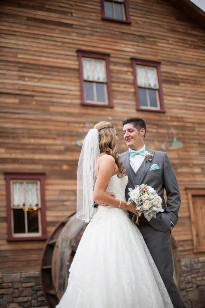 rustic bride and groom