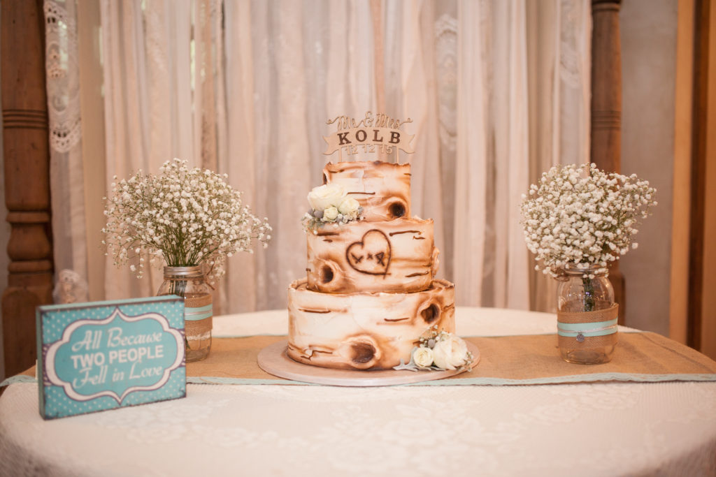 rustic wood wedding cake by sugarlips cakery