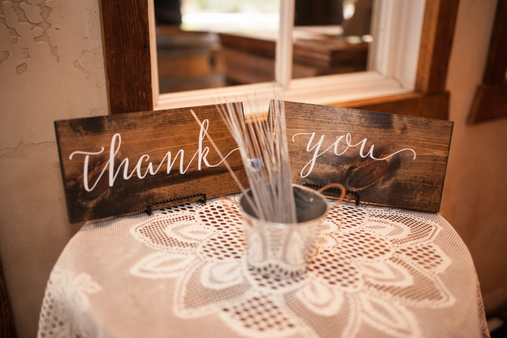 rustic thank you wedding sign