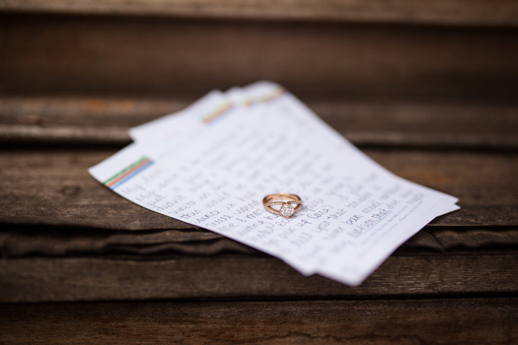 wedding day notes with rose gold wedding rings