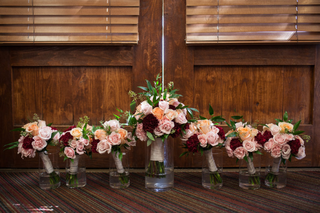 multi colored roses wedding bouquets