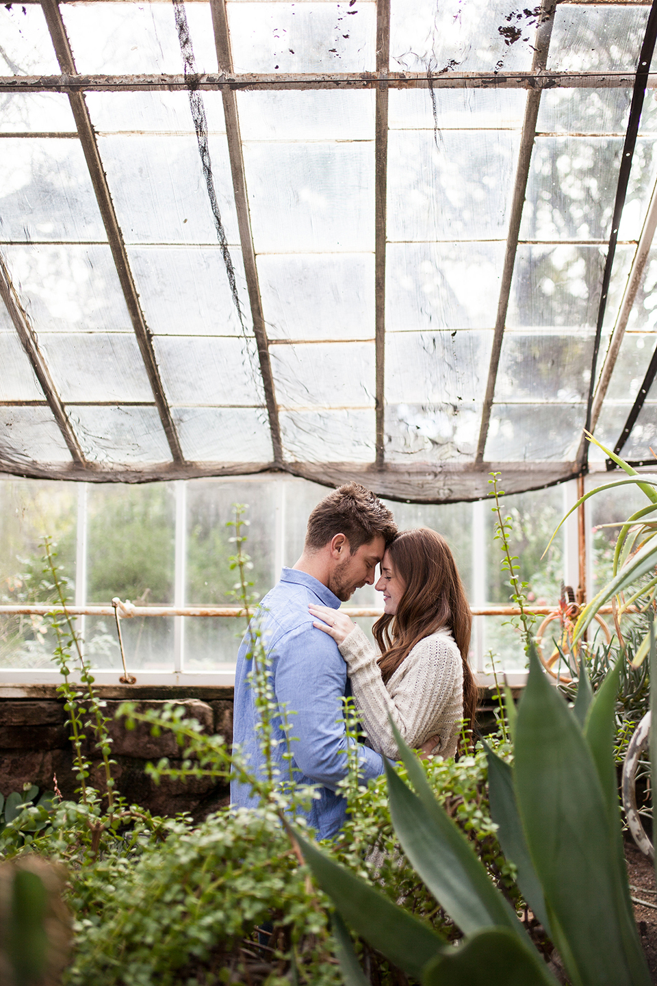 engagement pictures in a green house, boyce thompson arboretum