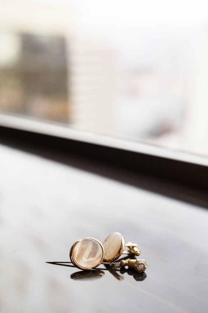 gold and pearl cuff links