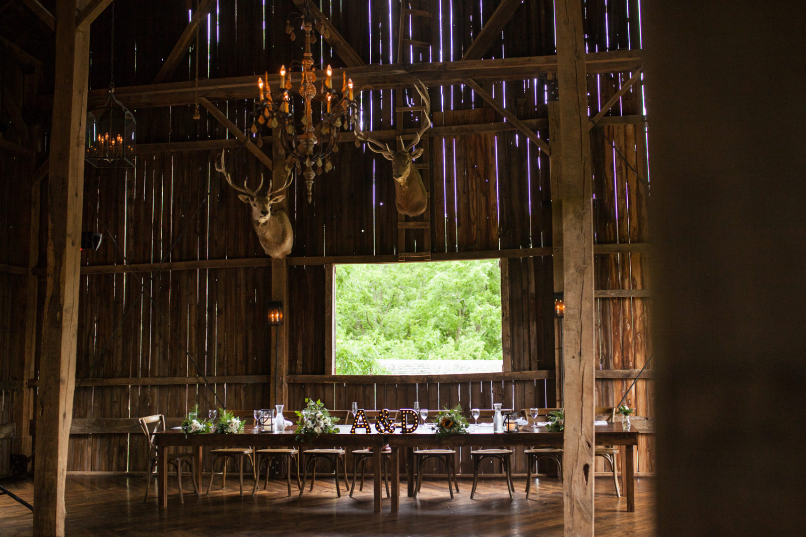 wedding reception in the barn of The Farm at Dover head tablescape