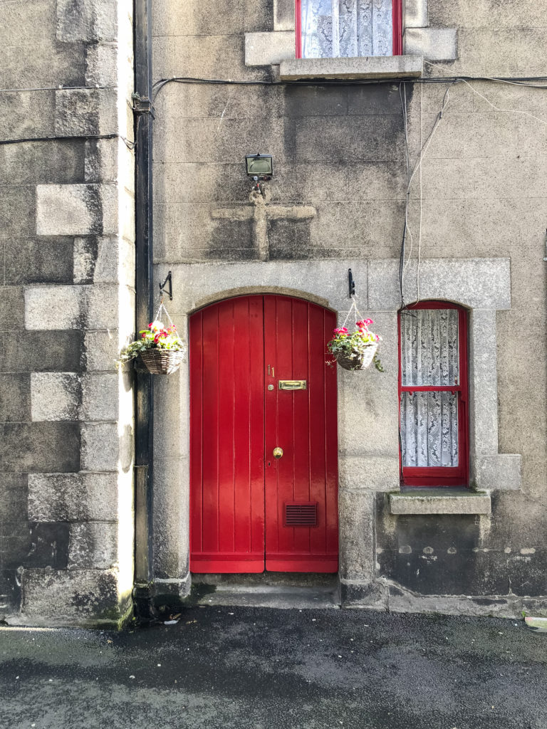 colorful red door in dublin ireland