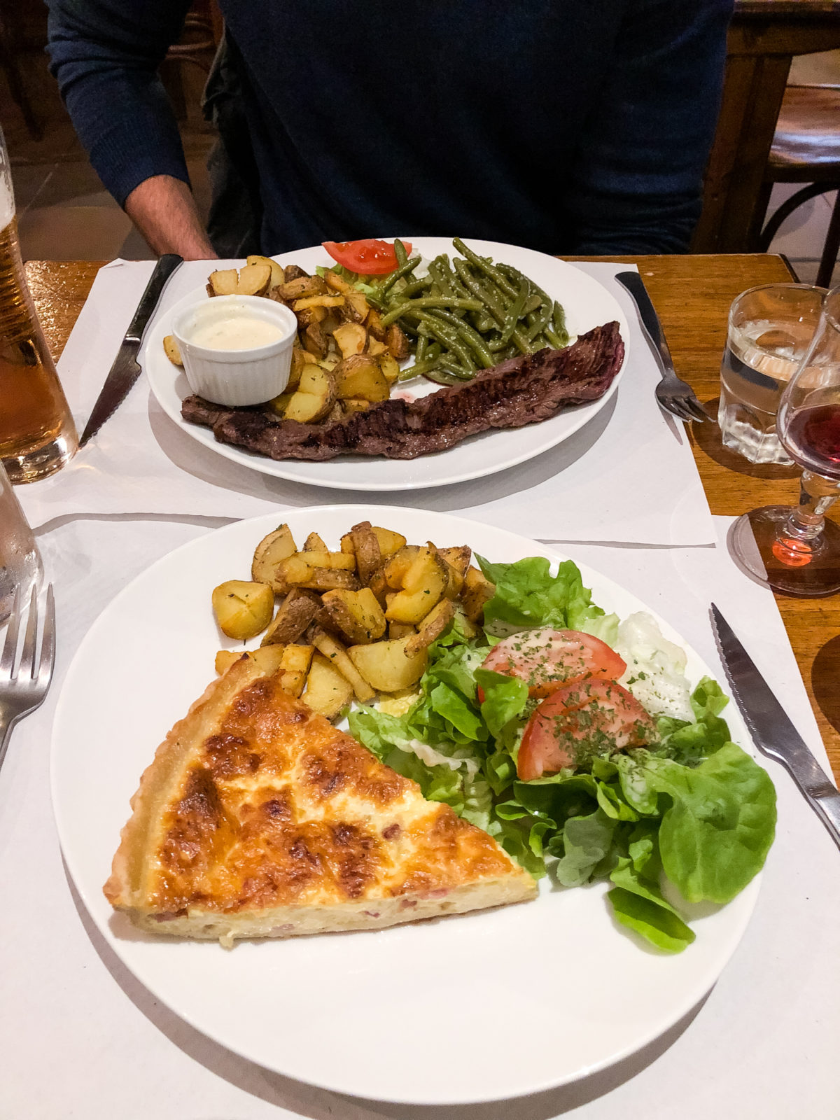 Quiche and steak from Smoke Bar and Restaurant in Paris France