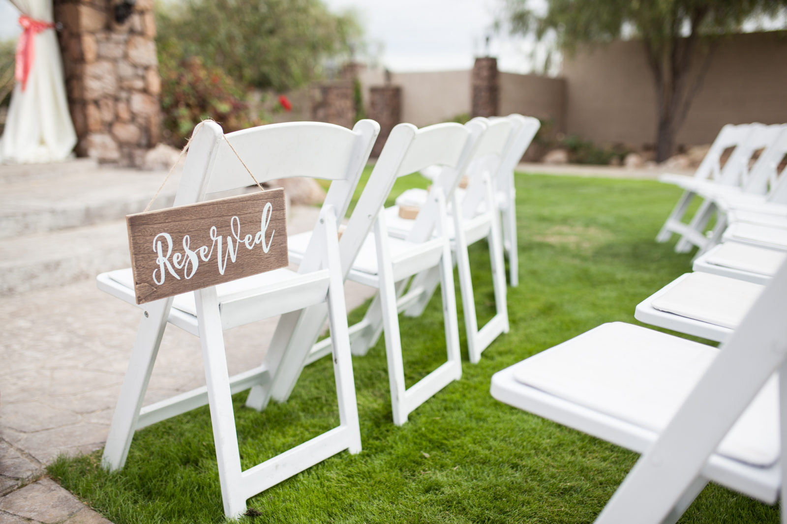 reserved sign at wedding ceremony