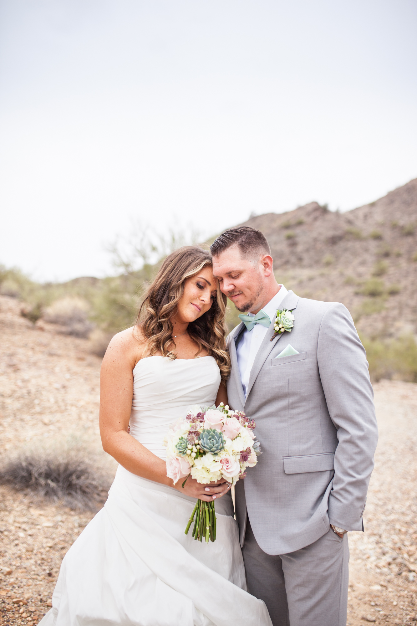 rainy phoenix desert wedding bride and groom