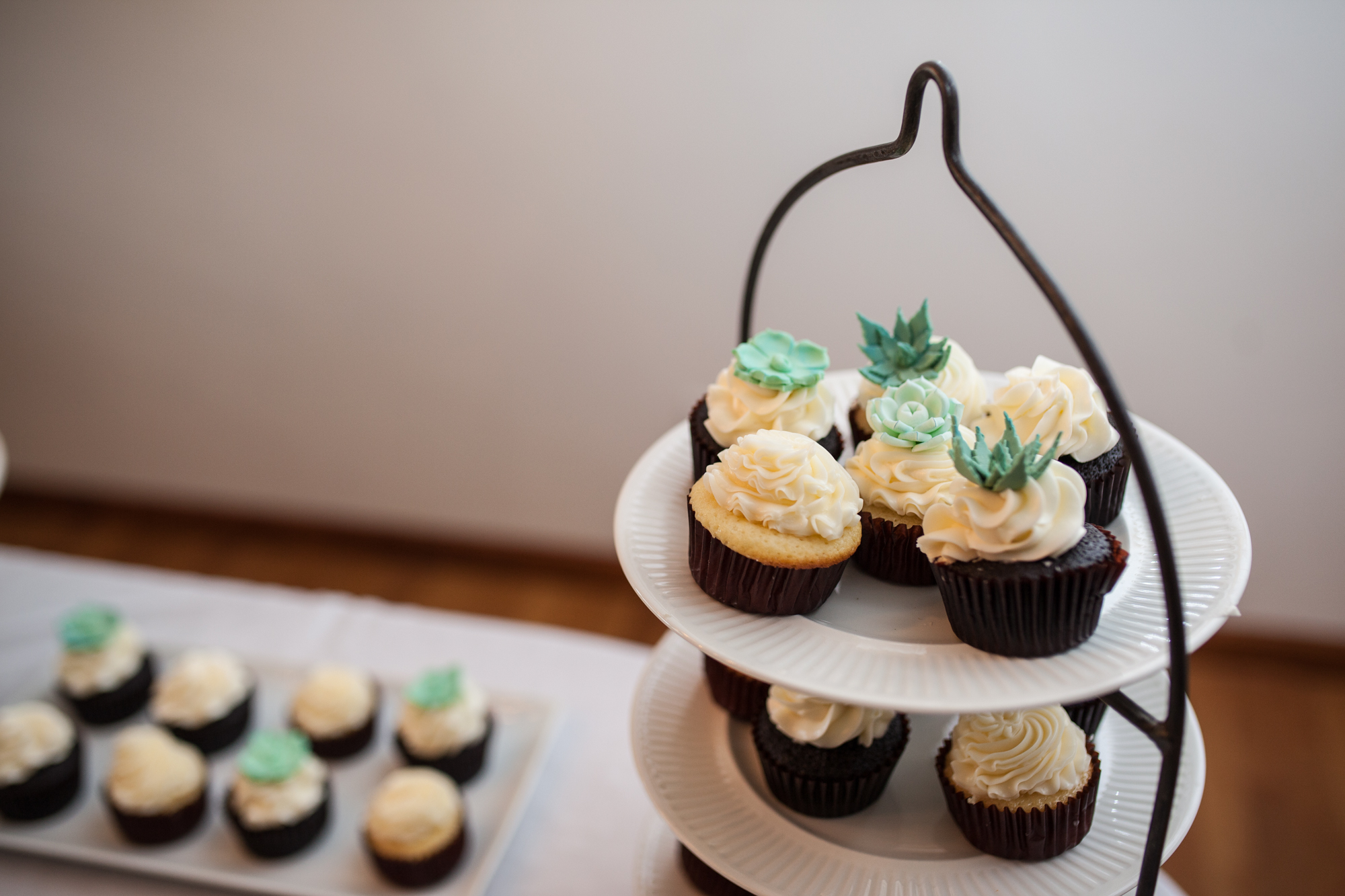 succulent themed wedding cupcakes