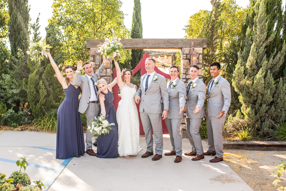 grey and navy blue wedding party