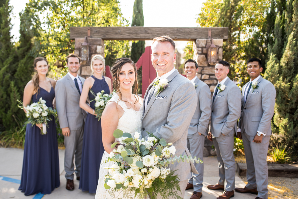 grey and navy blue wedding party