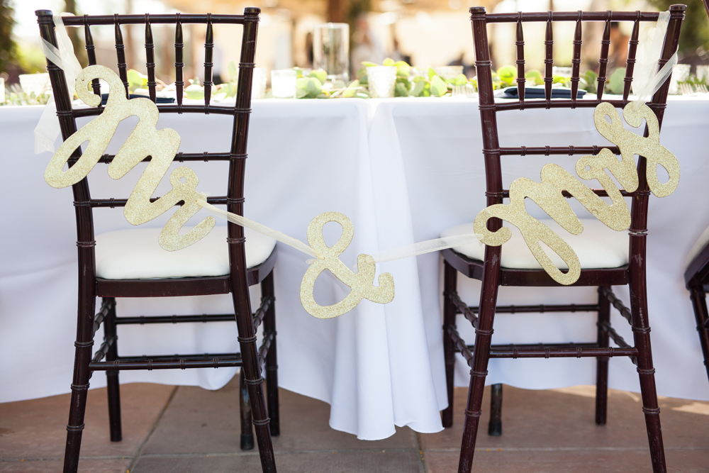 mr. and mrs. chair banner for temecula winery wedding