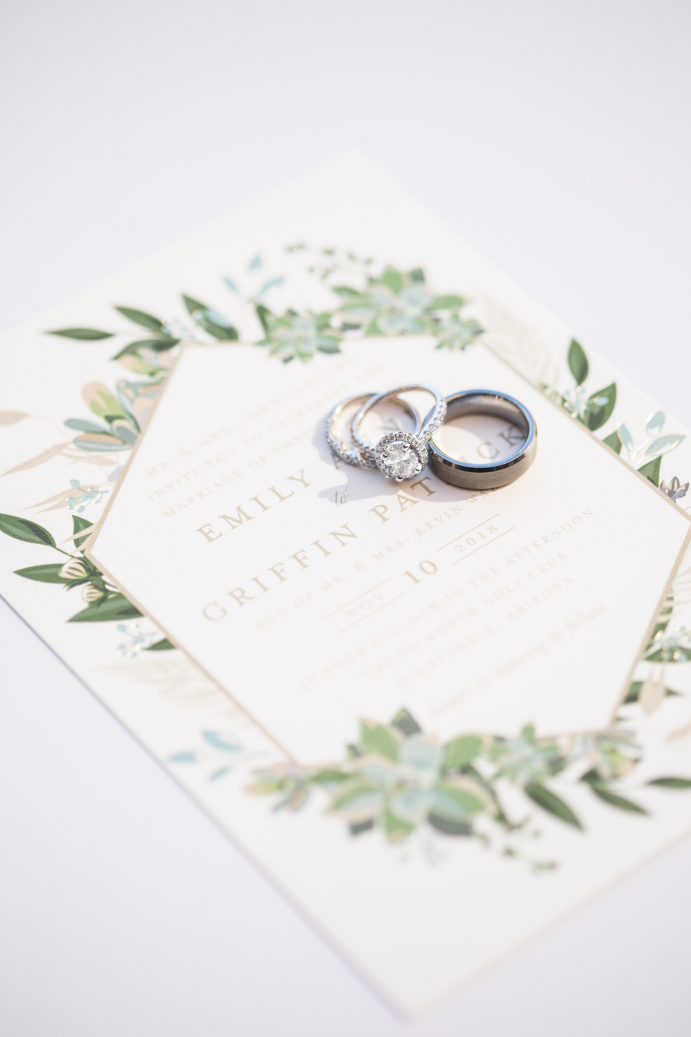 minted wedding invitation ring shot